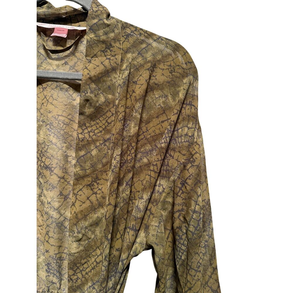 Vintage y2K Victoria Secret Robe One Size Sheer Kimono Green Snakeskin Print